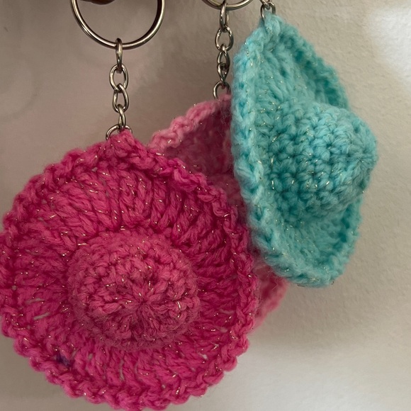 Handcrafted Turquoise Crochet Keychain - Picture 5 of 6